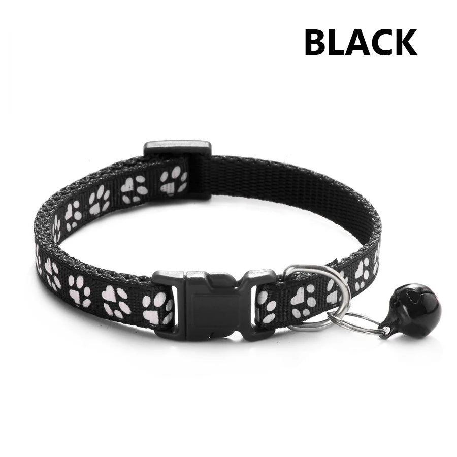 Woof Wink Paw Print Bell Collar for Cats & Small Dogs