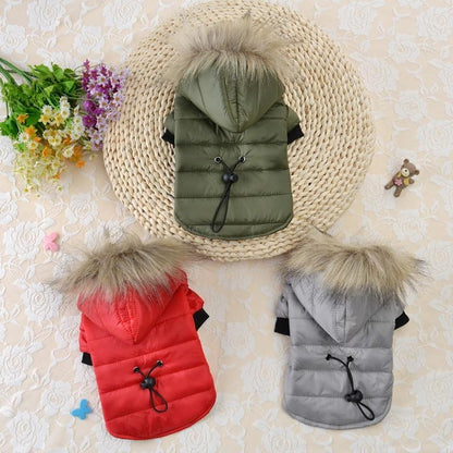 Warm Fur Hooded Pet Winter Coat